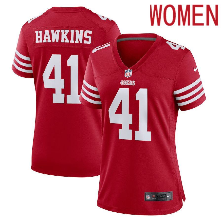 Women San Francisco 49ers #41 Tayler Hawkins Nike Scarlet Game Player NFL Jersey->women nfl jersey->Women Jersey